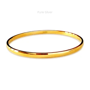 Sturdy plain round kada for men in 925 sterling silver with gold finish