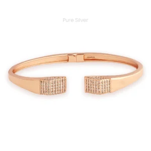 Rose gold cuff bracelet with zircons on both ends – The Aura Cuff