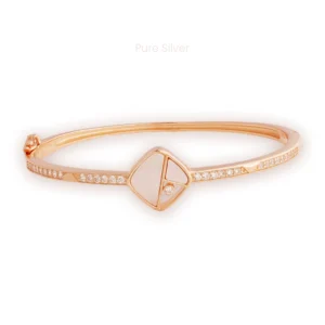 Aurora rose gold kada with mother of pearl and zircons