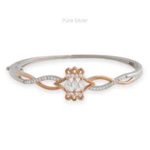 Infinity Crown Dualtone Kada in 925 sterling silver with rose gold crown and zircon-studded infinity design