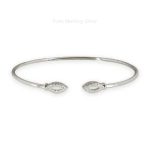 Chandrika cuff bracelet in sterling silver with premium zircons, lightweight and elegant design for women