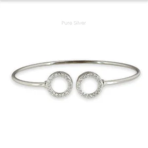 Silver Bandhan kada with zircon-studded circle ends, lightweight free-size design for women