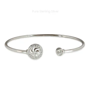 Archimedean spiral cuff bracelet for women in 925 silver with AA+ zircons, lightweight daily wear design