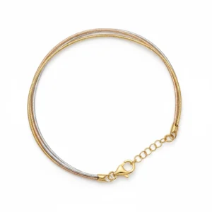 Gold and silver twisted bracelet in 925 sterling silver with lobster clasp