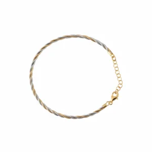 Gold and silver twisted bracelet in 925 sterling silver with lobster clasp