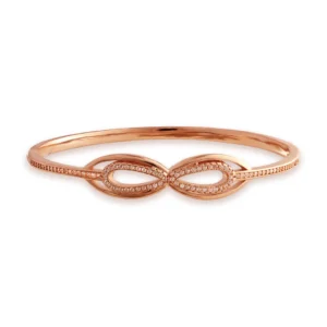 Infinity spark rose gold kada with zircon in silver
