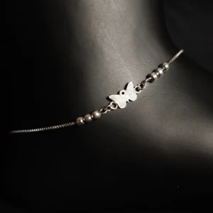 Sterling silver anklet with elegant butterfly motif design
