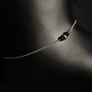 Sterling silver black beads minimal anklet with lightweight design