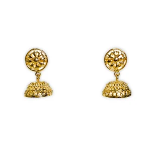 Gold Polish Jhumka Earrings in 925 Silver 1