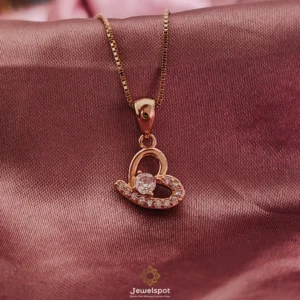 Rose gold sweetheart pendant chain in sterling silver with zircon stones – Jeweltale