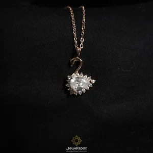 Crystal swan pendant chain in rose gold sterling silver with zircon and crystal design