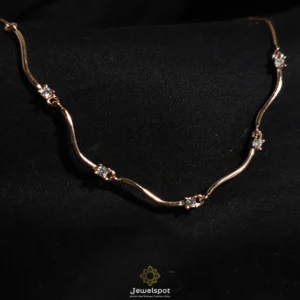 Celestial curve necklace in rose gold sterling silver with zircon stones