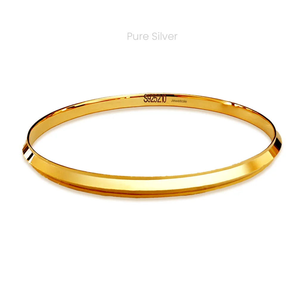 925 sterling silver Punjabi kada for men with gold polish, lightweight traditional bangle