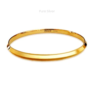 925 sterling silver Punjabi kada for men with gold polish, lightweight traditional bangle