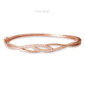 Rosegold ribbon design silver kada with zircon details