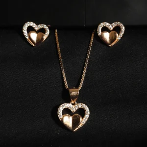 Rose gold zircon-studded pendant set in 925 sterling silver with earrings and chain – floral, heart, and geometric styles