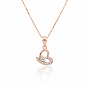 Rose gold sweetheart pendant chain in sterling silver with zircon stones – Jewelspot, Giva
