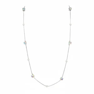 Ice Cube Pearl Necklace in 925 Sterling Silver with pearl and crystal accents