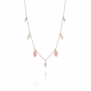 Evil Eye Charms Necklace in Rose Gold 925 Sterling Silver