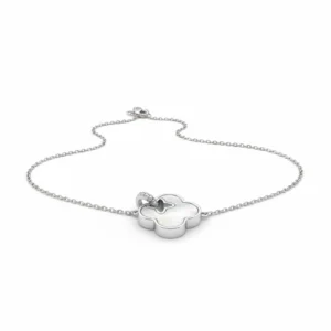 Lucky Charm Mother of Pearl Pendant Chain in Sterling Silver