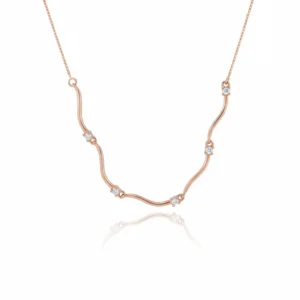 Celestial curve necklace in rose gold sterling silver with zircon stones