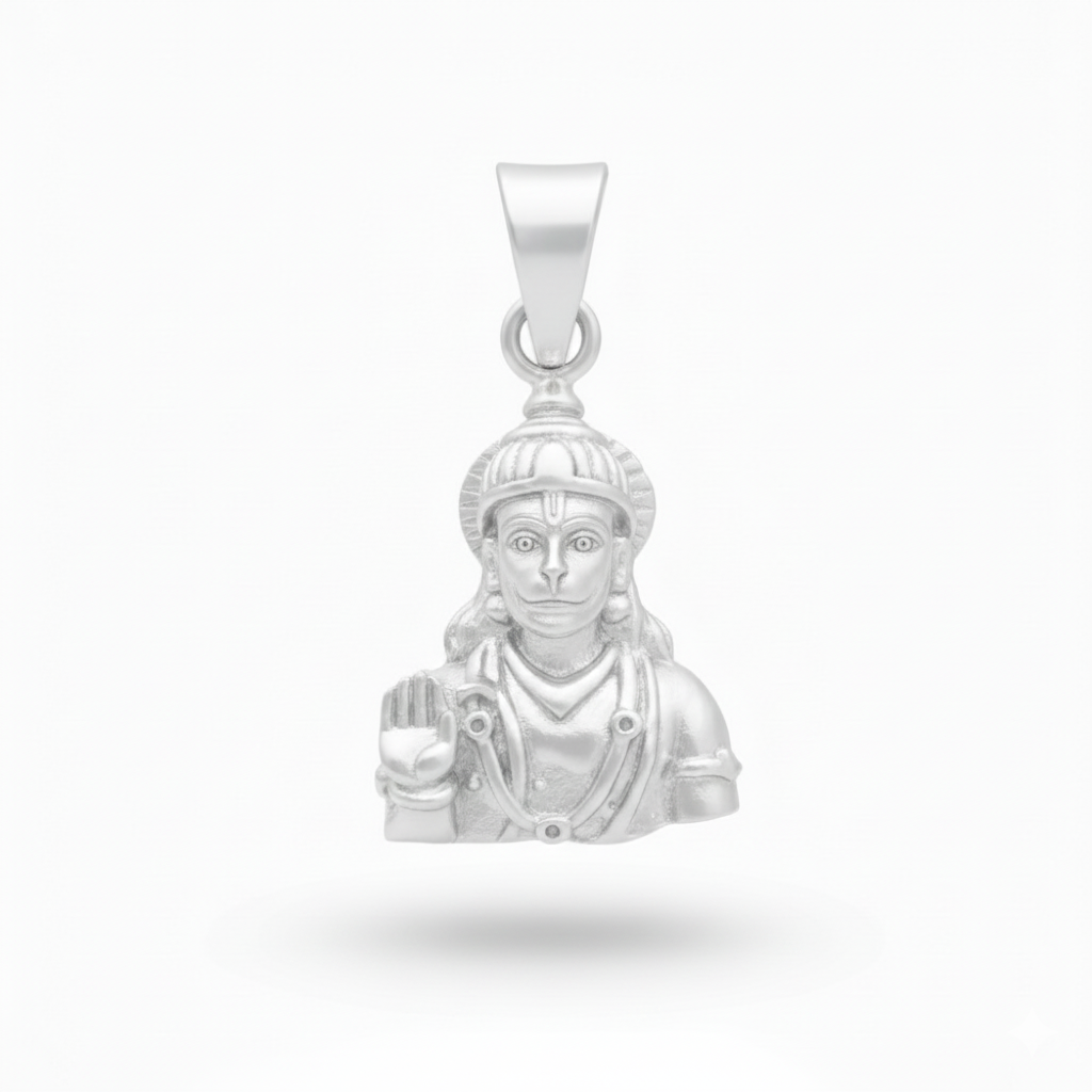 Sterling Silver Lord Hanuman pendant in blessing position for protection and health